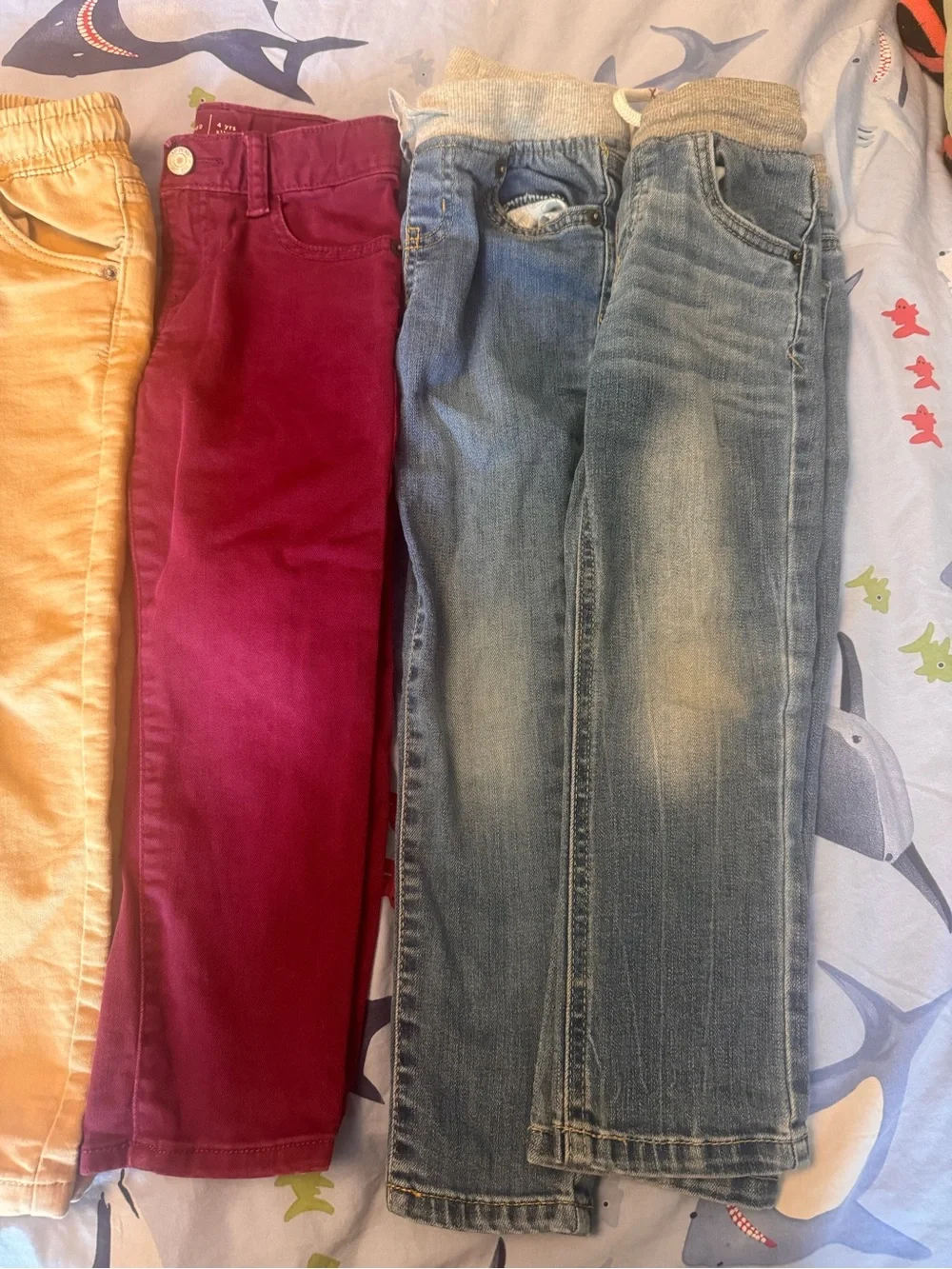 GAP & Cat & Jack Mixed Pants Set - Burgundy, Mustard & Two Denim Blues